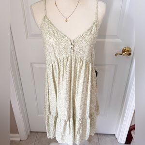 FOREVER 21 GREEN FLORAL MINI SUNDRESS